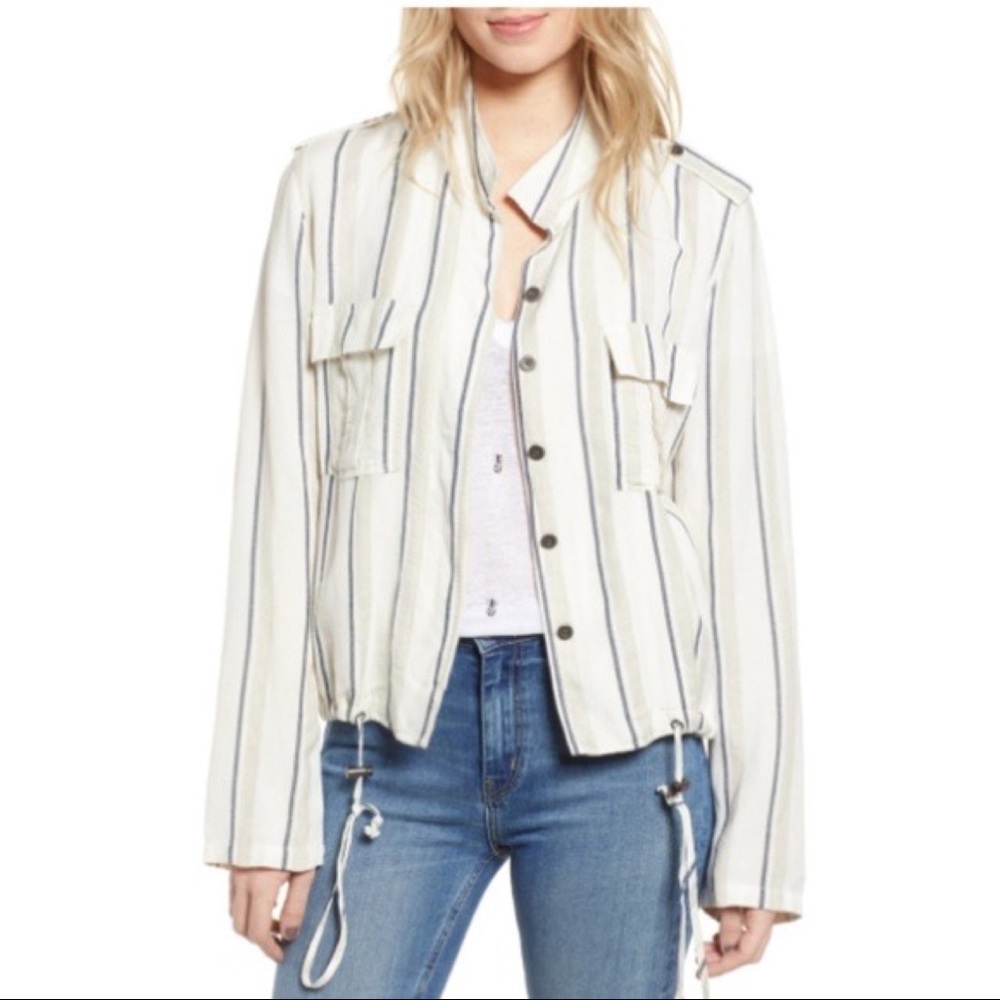 Rails Rowen Coco Stripe Utility Jacket Size Large - image 3